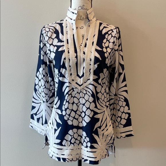 💙Navy and White Women's Tunic Top XS - Picture 2 of 6